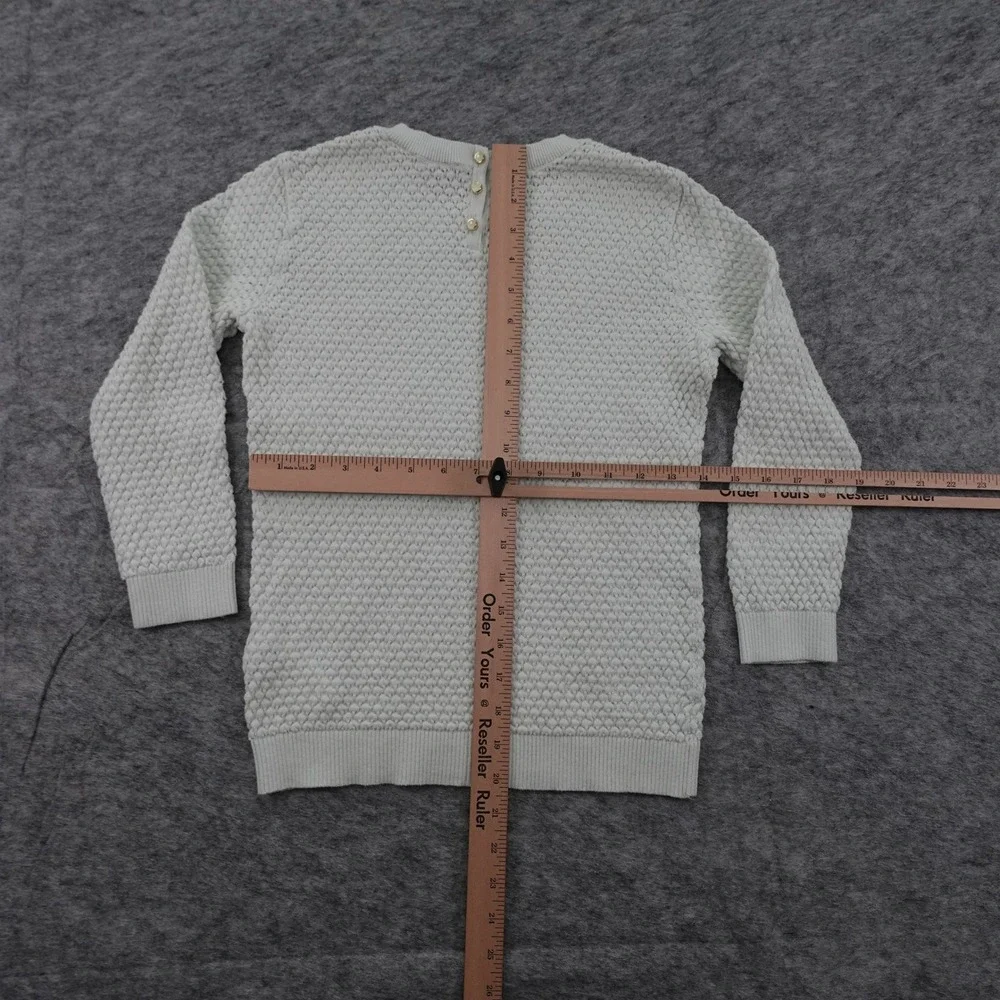 Ted Baker Top Womens 1 US 4 White Textured Crew Neck Long Sleeve Waffle Knit - Picture 8 of 11